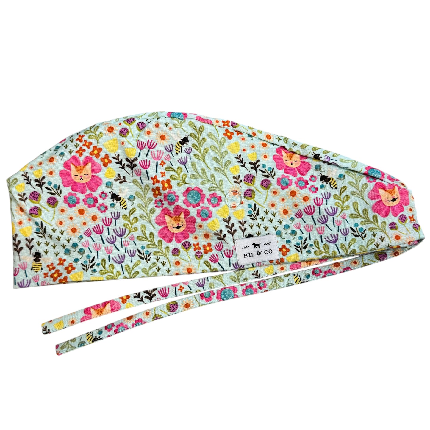 Feline Floral Scrub Cap