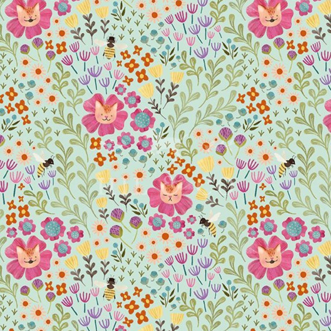 Feline Floral Scrub Cap