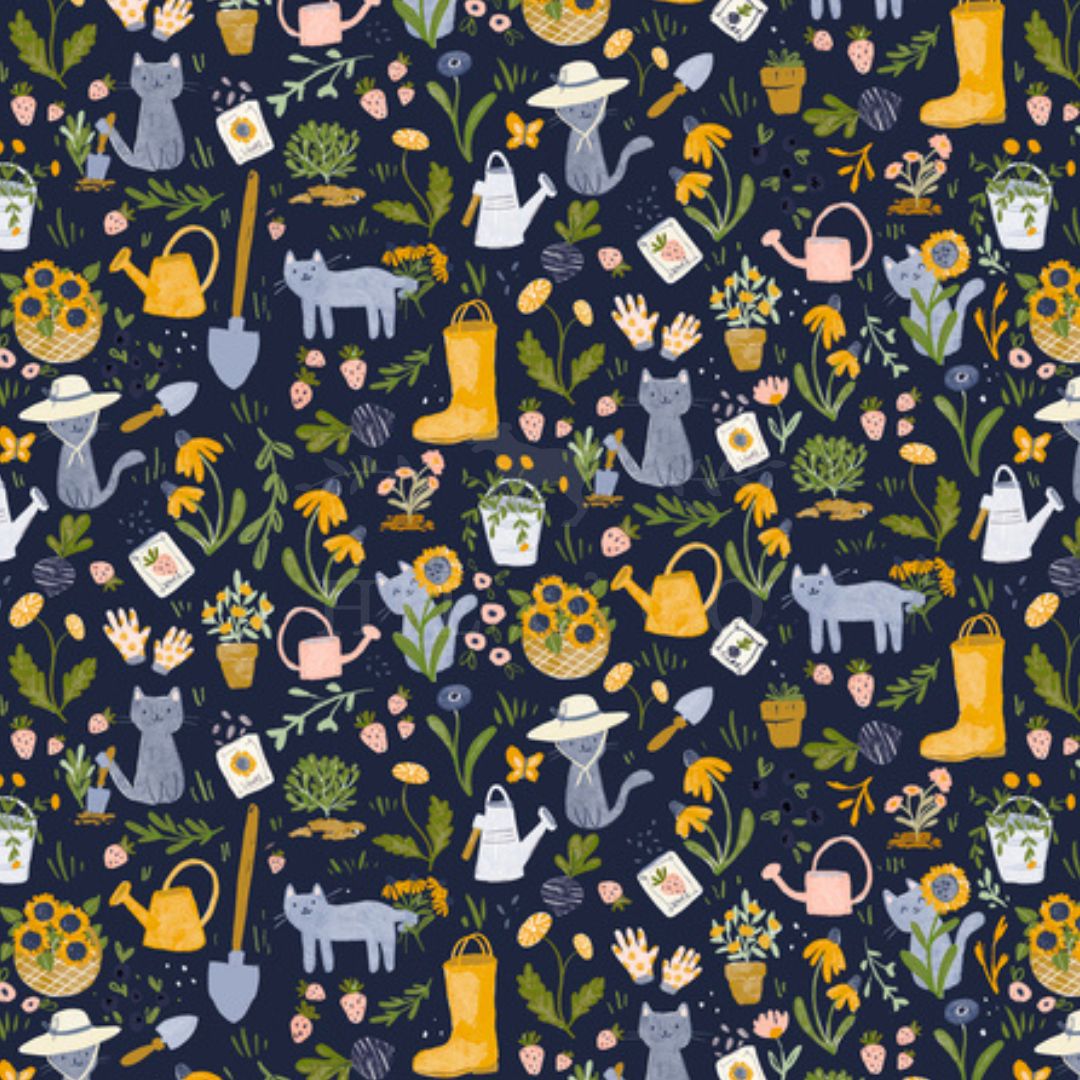 Gardening Cats Scrub Cap (Black)