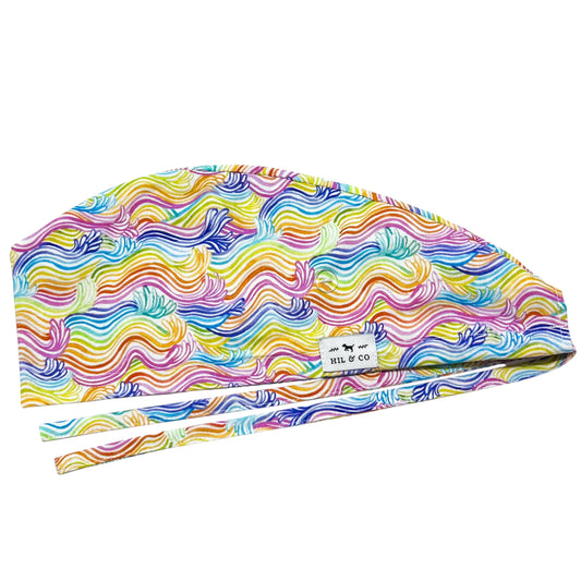Rainbow Waves Scrub Cap