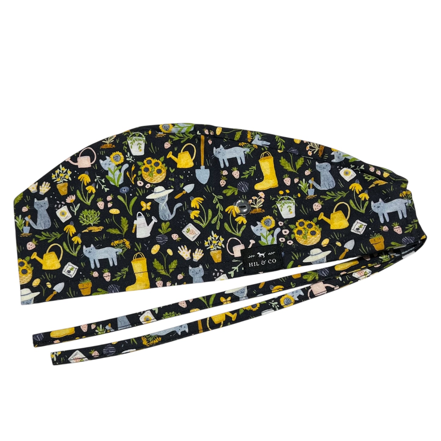 Gardening Cats Scrub Cap (Black)