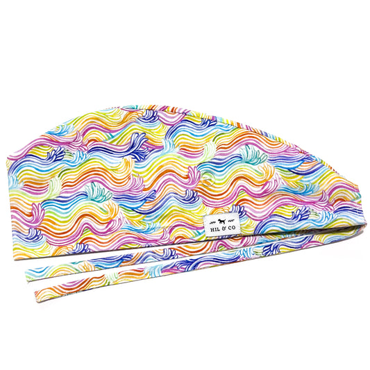 Rainbow Wave Scrub Cap