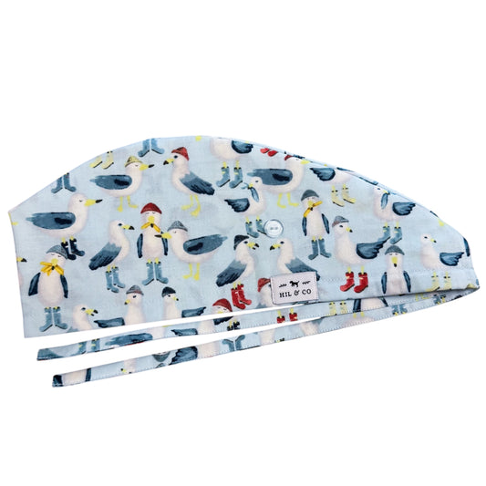 Seagulls in Wellies Scrub Cap (Light Blue)