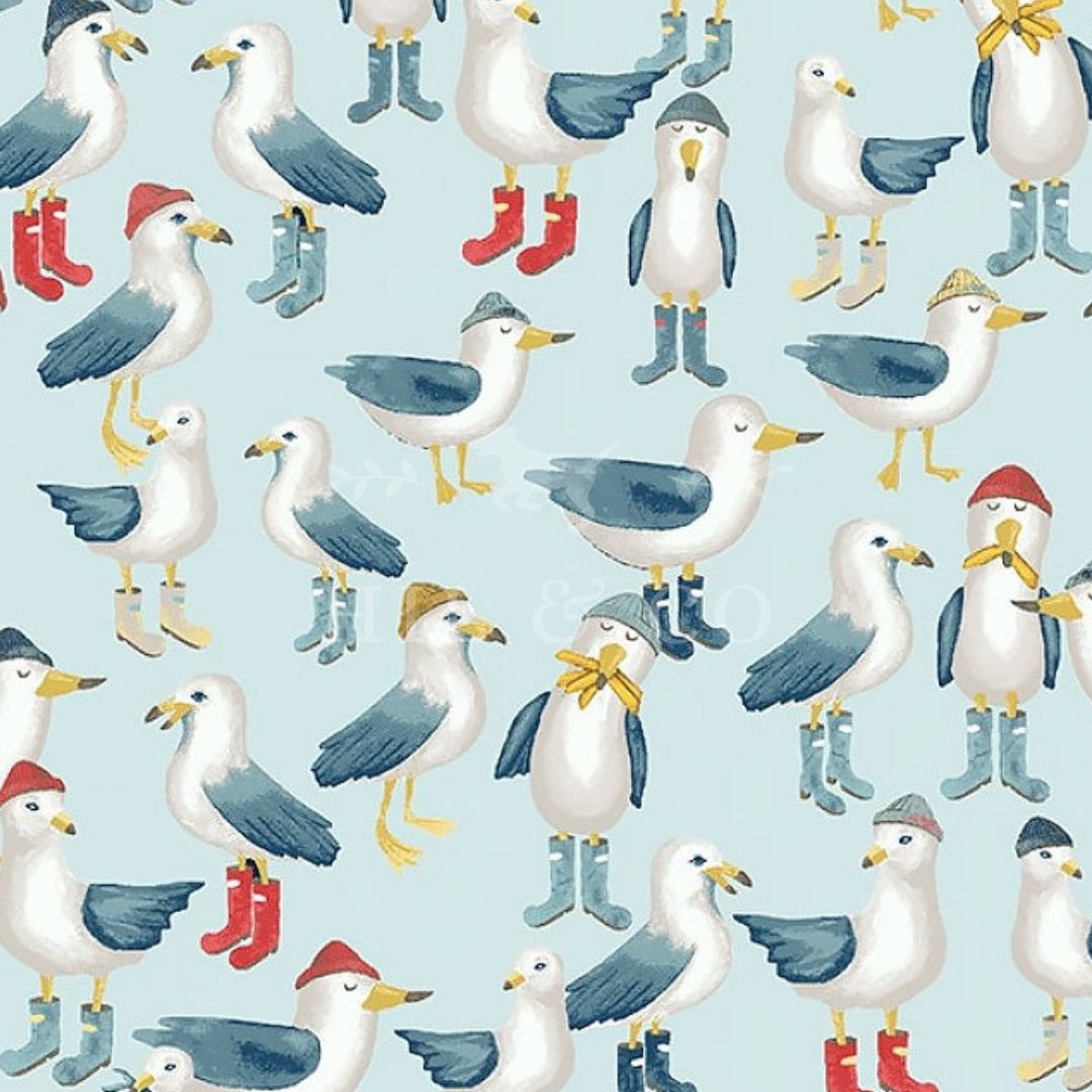 Seagulls in Wellies Scrub Cap (Light Blue)