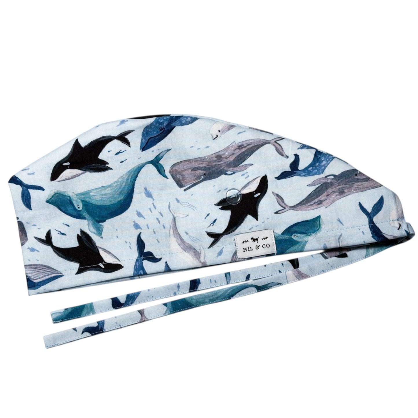 Whale Surf Scrub Cap (Light Blue)