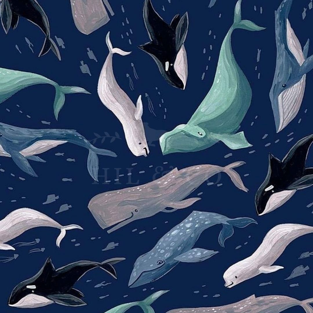 Whale Surf Scrub Cap (Navy)