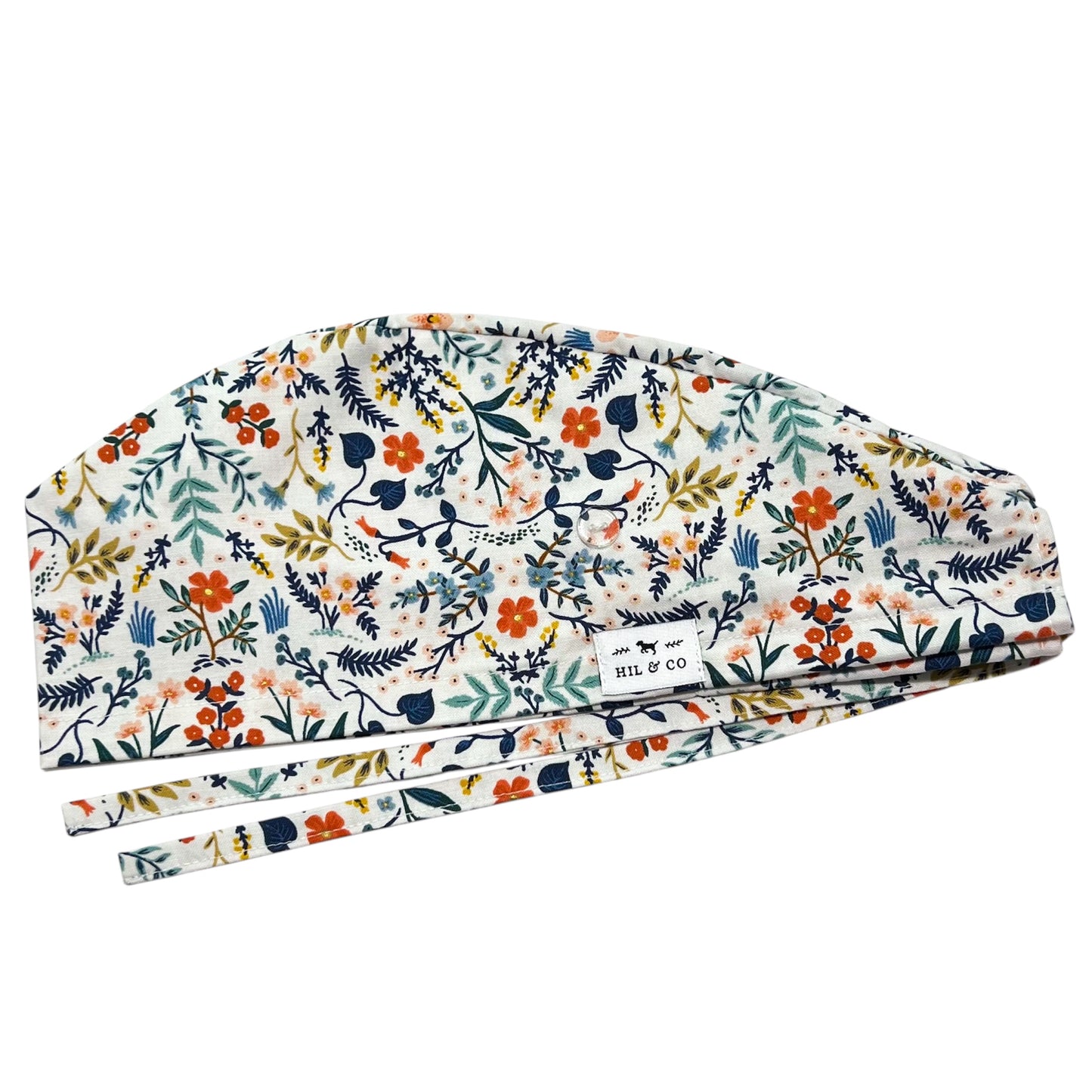 Wildwood Floral Scrub Cap (White)